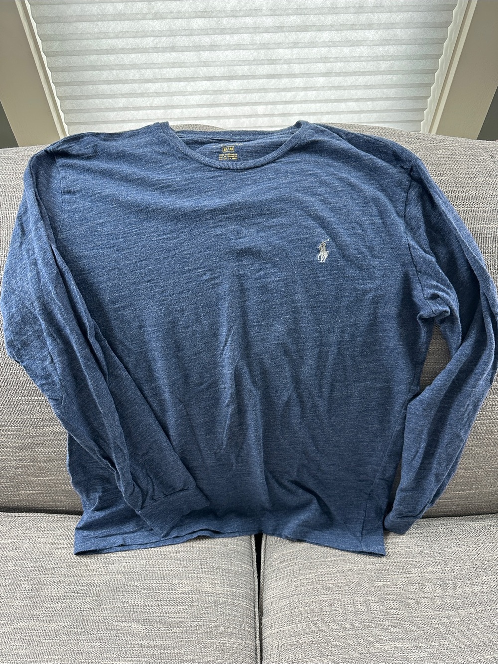 Polo by Ralph Lauren Men's Long-Sleeve Crewneck Shirt - Navy Blue tri blend